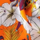 Blomster silketørklæde - bundfarve orange